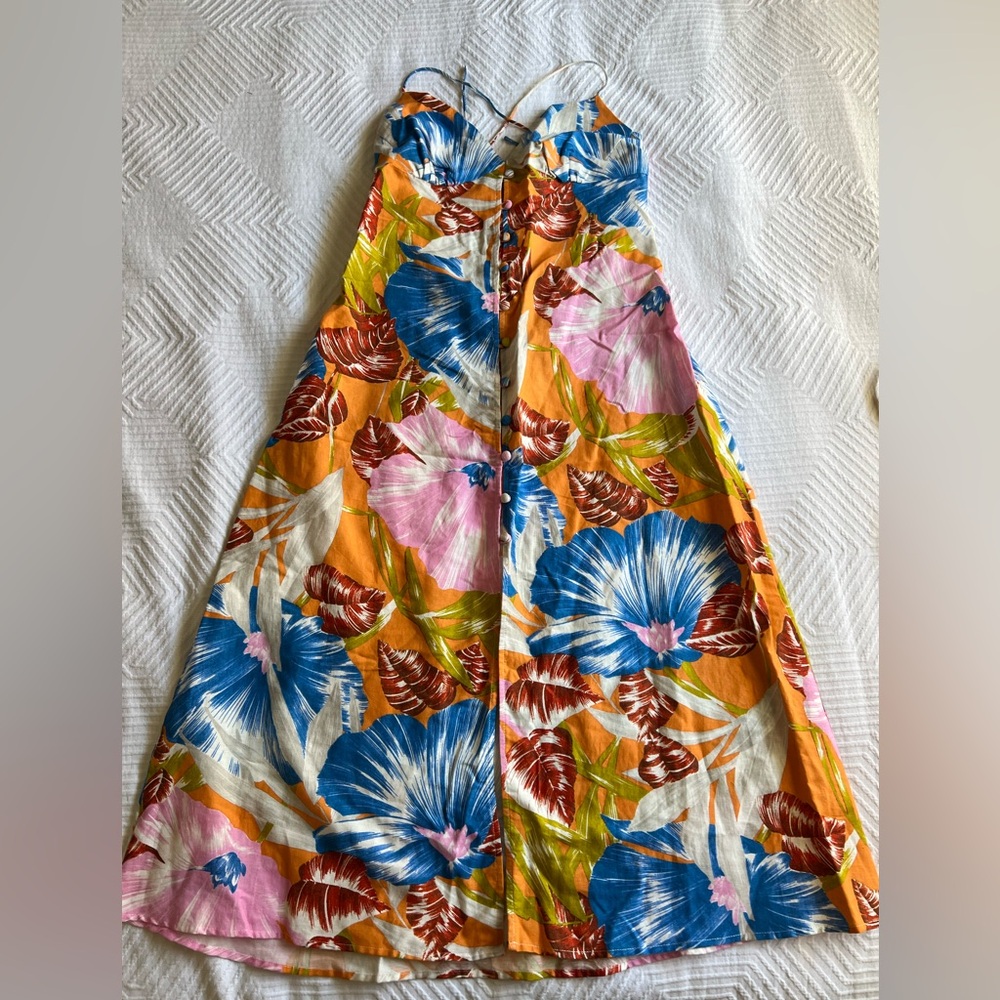 NWT - Zara - Printed palm leaf Floral 100% Cotton Dress